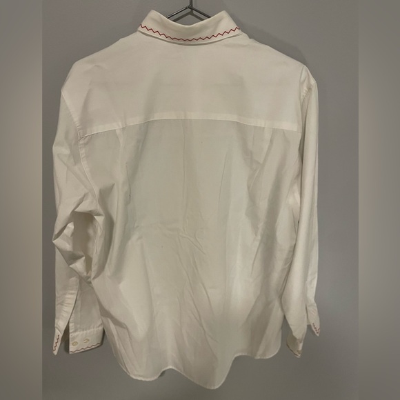 Vintage Cottagecore Christmas Tabi International White Embroidered Button Shirt - Picture 6 of 7